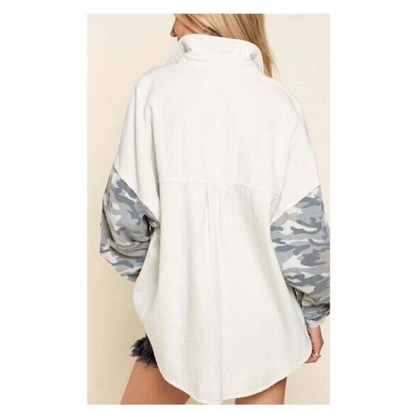 Copy - BEIGE Cream Camo Oversized Shacket - Picture 9 of 16